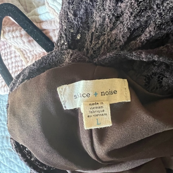 UO Silence + Noise Black/Dark Brown Crotchet Mesh Knit Halter Romper - Picture 7 of 8